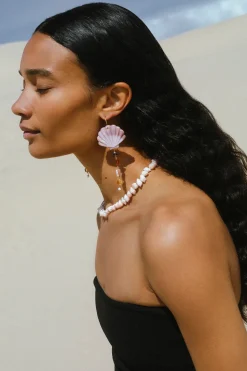 Scallop Drop Earrings Natural Mix