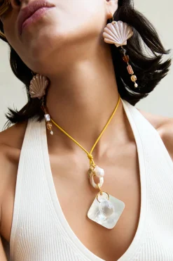 Scallop Drop Earrings Natural Mix