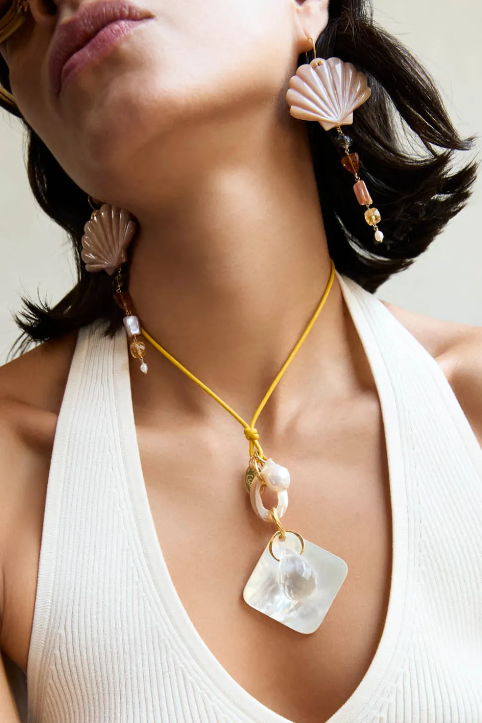 Scallop Drop Earrings Natural Mix
