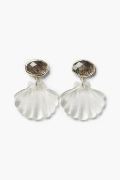 Scallop Earrings Clear Quartz