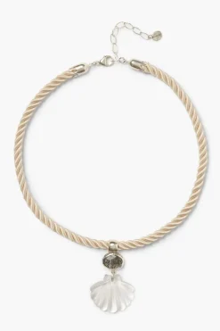 Scallop Twist Cord Necklace Clear Quartz