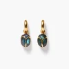 Scarab Hoop Earrings Labradorite