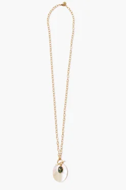 Scarab Toggle Necklace White MOP