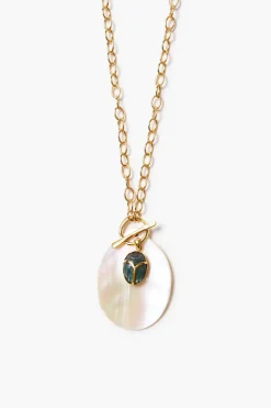 Scarab Toggle Necklace White MOP