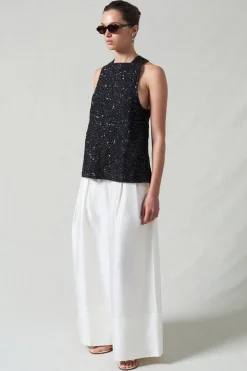 Sequin Apron Top Black