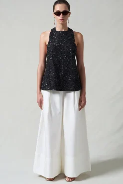 Sequin Apron Top Black