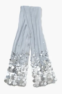 Sequin Cotton Silk Scarf Fog