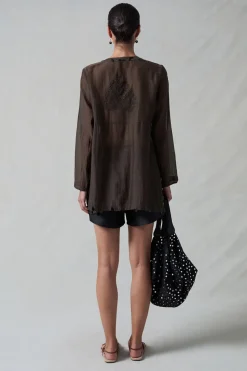 Sequin Tear Drop Blouse Earth