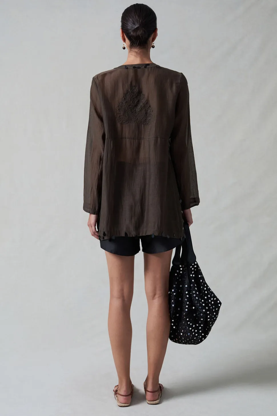 Sequin Tear Drop Blouse Earth