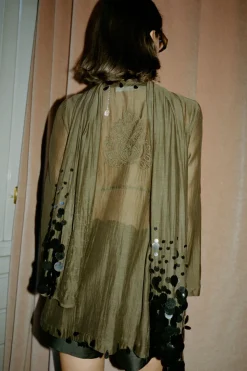 Sequin Tear Drop Blouse Earth