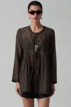 Sequin Tear Drop Blouse Earth