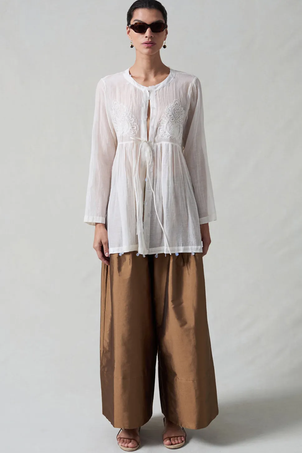 Sequin Tear Drop Blouse Ivory