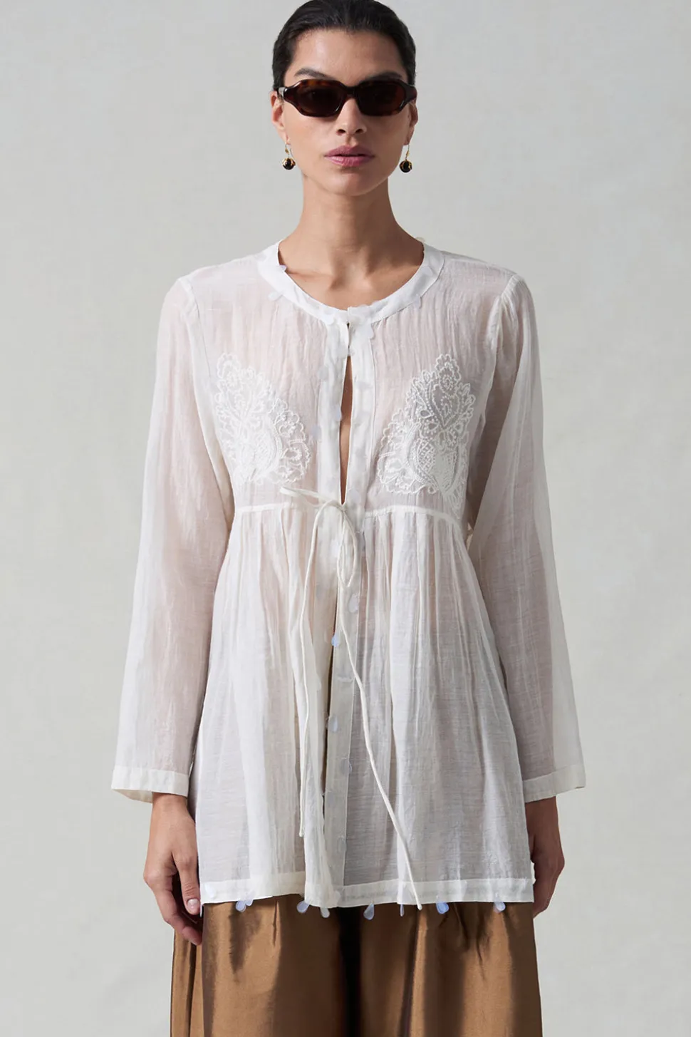 Sequin Tear Drop Blouse Ivory
