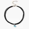 Serpentine Cord Necklace Blue Topaz