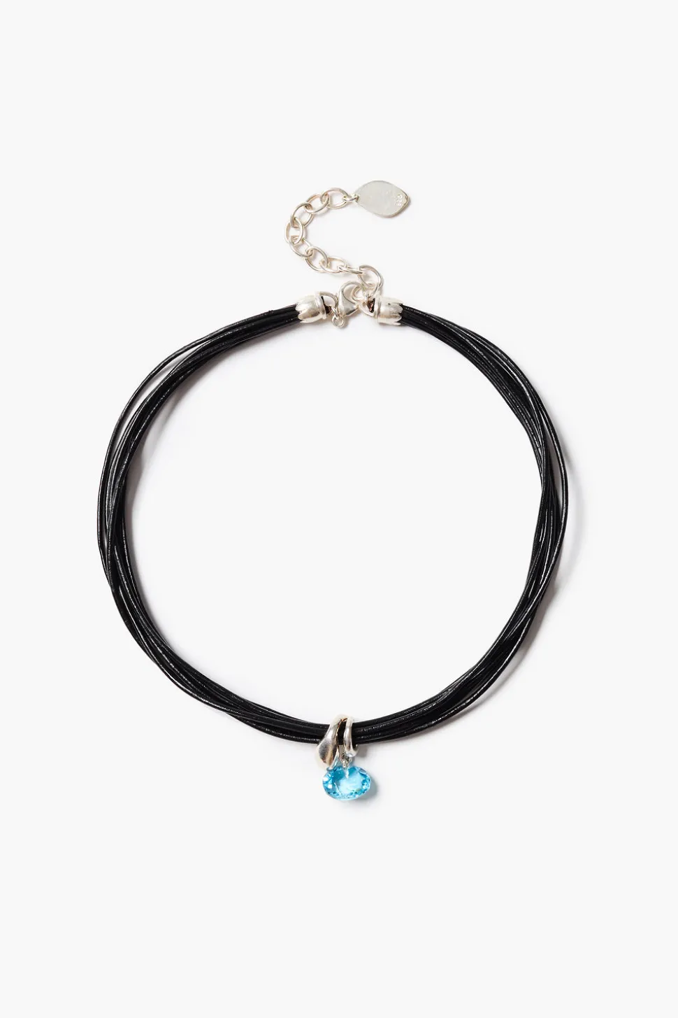 Serpentine Cord Necklace Blue Topaz