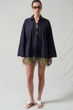 Shoelace Feather Shirt Midnight Navy