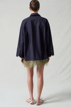 Shoelace Feather Shirt Midnight Navy