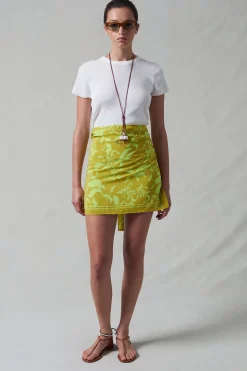 Silk Mini Wrap Skirt Soleil