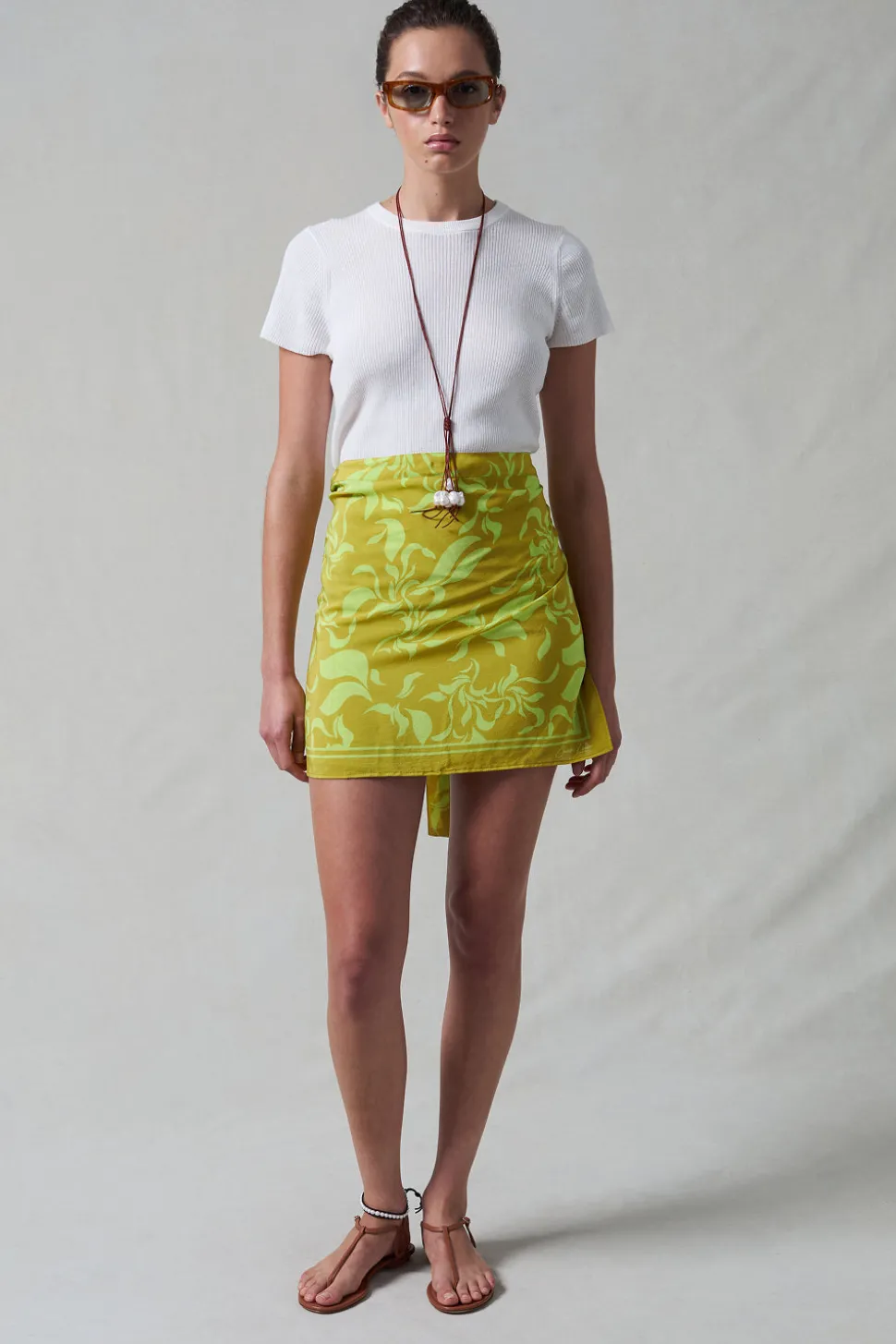 Silk Mini Wrap Skirt Soleil