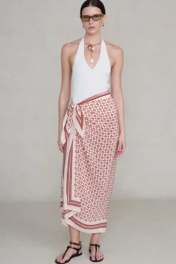 Silk Printed Sarong Pink Sand
