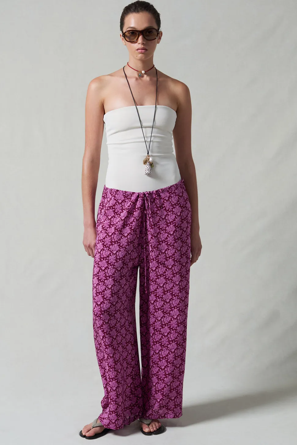Soleil Silk Drawstring Pant Orchid