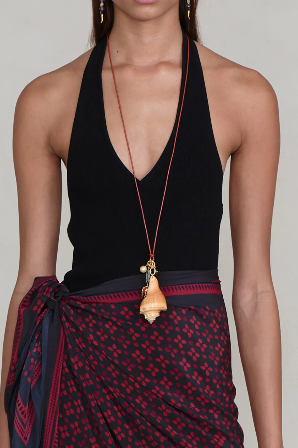 Spiral Shell Charm Necklace Multi