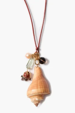 Spiral Shell Charm Necklace Multi