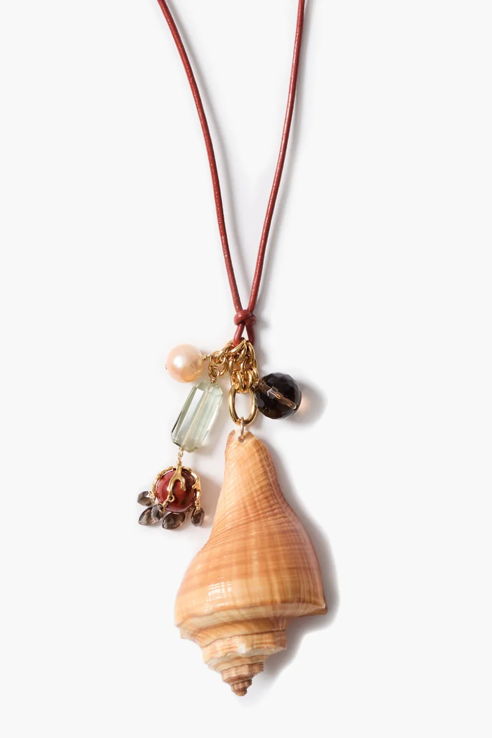 Spiral Shell Charm Necklace Multi
