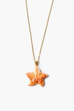 Starfish Pendant Necklace Orange