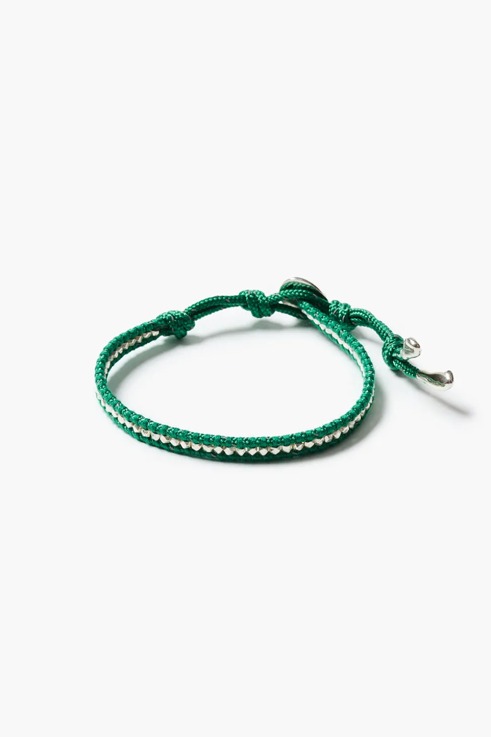 Sterling Silver Single Wrap Bracelet Green