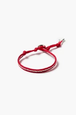 Sterling Silver Single Wrap Bracelet Red