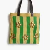 Striped Market Tote Bag Green