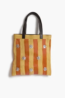 Striped Market Tote Bag Orange