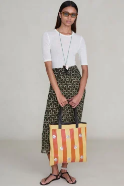 Striped Market Tote Bag Orange