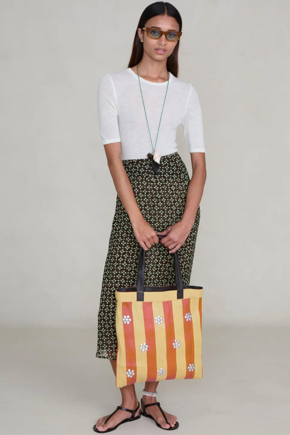 Striped Market Tote Bag Orange