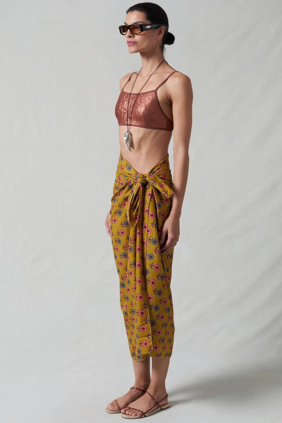 Sunflower Printed Sarong Mustard