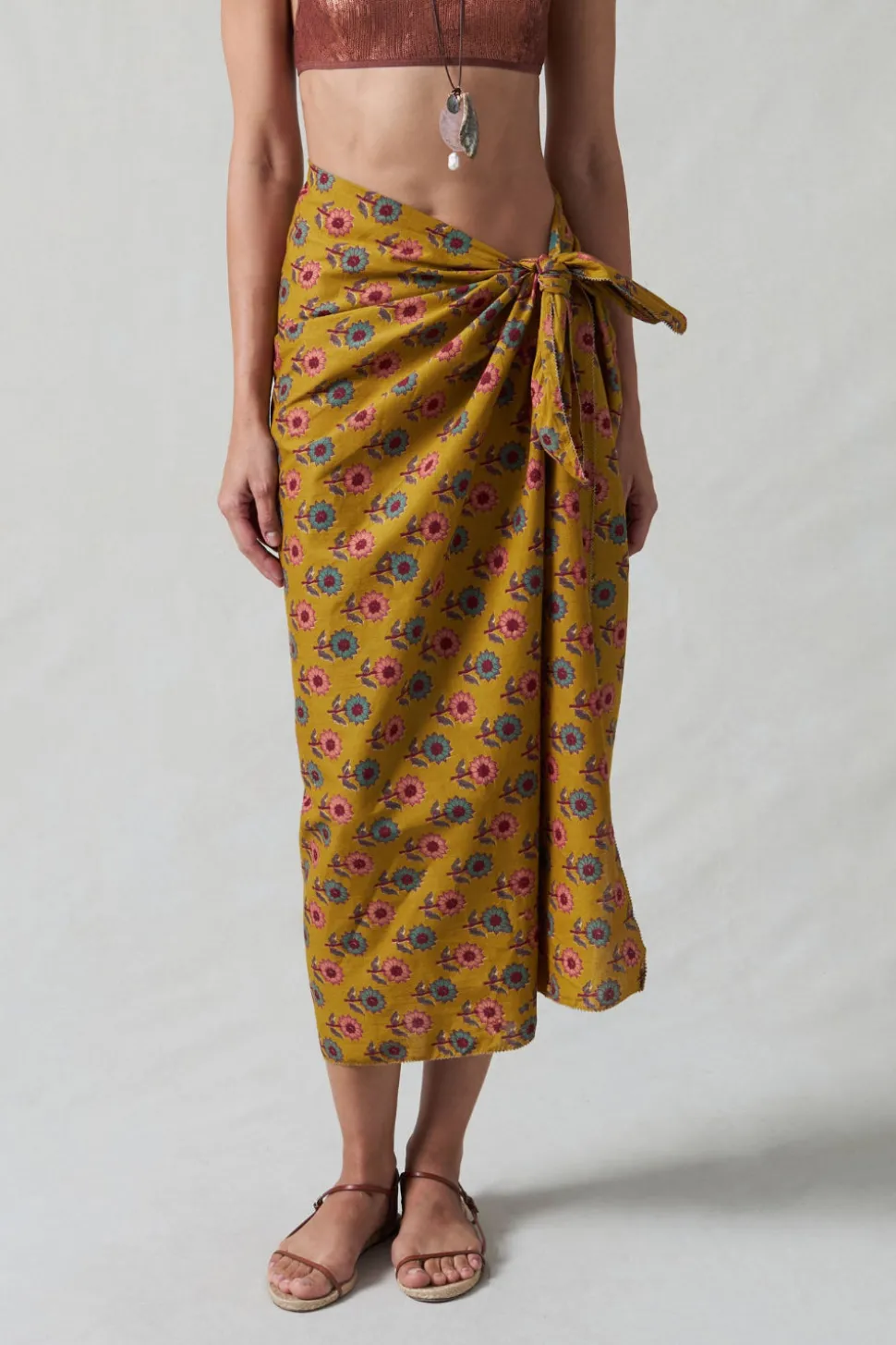 Sunflower Printed Sarong Mustard
