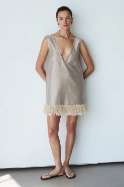 Tangled Yarn Dupioni Tank Taupe