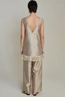 Tangled Yarn Dupioni Tank Taupe