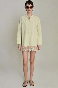 Tangled Yarn Fringe Tunic Translucent Green