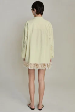 Tangled Yarn Fringe Tunic Translucent Green