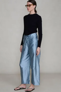 Techno Taffeta Barrel Pant Bath Blue