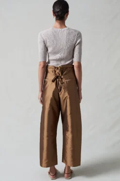 Techno Taffeta Barrel Pant Bronze