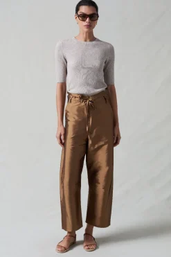 Techno Taffeta Barrel Pant Bronze