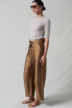 Techno Taffeta Barrel Pant Bronze