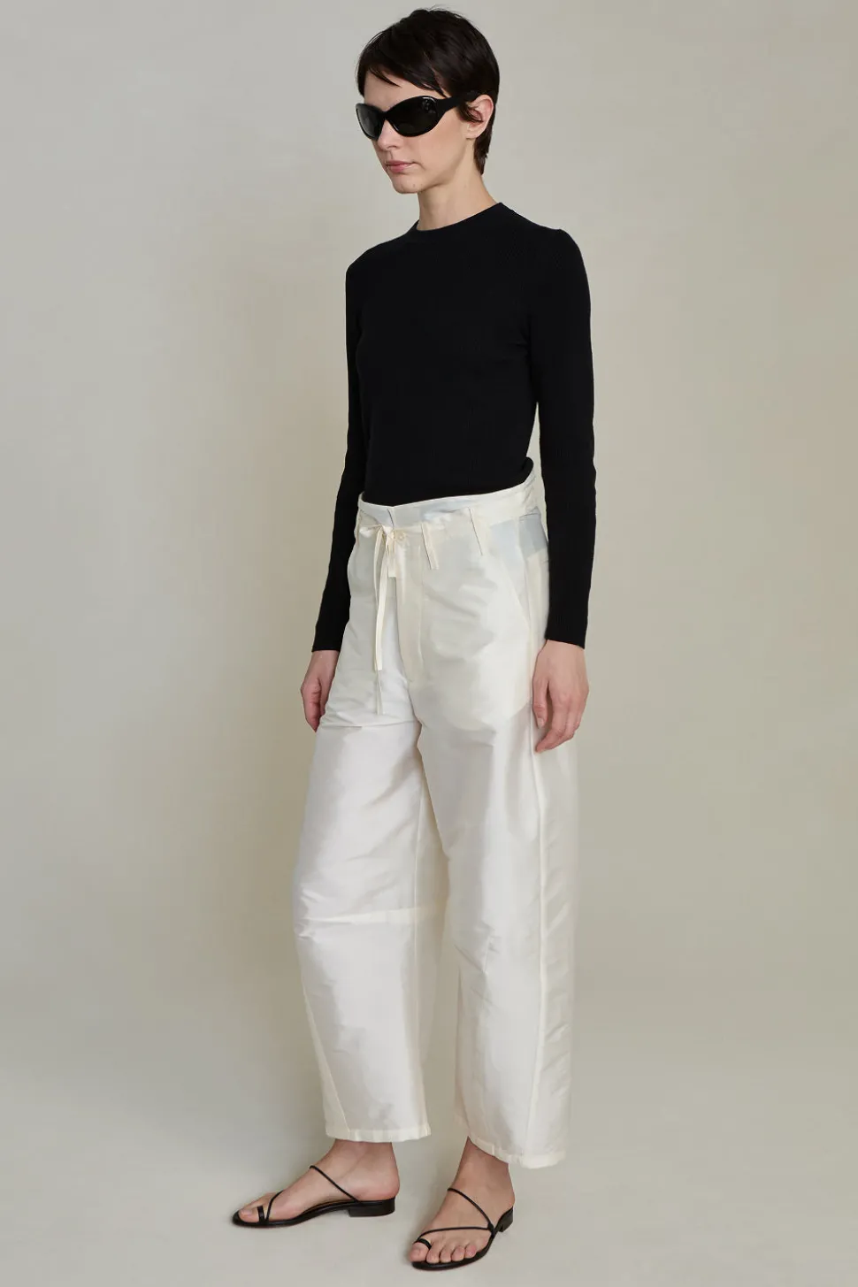 Techno Taffeta Barrel Pant Pearl
