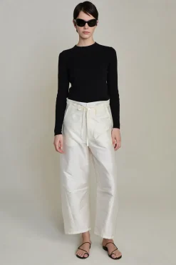 Techno Taffeta Barrel Pant Pearl