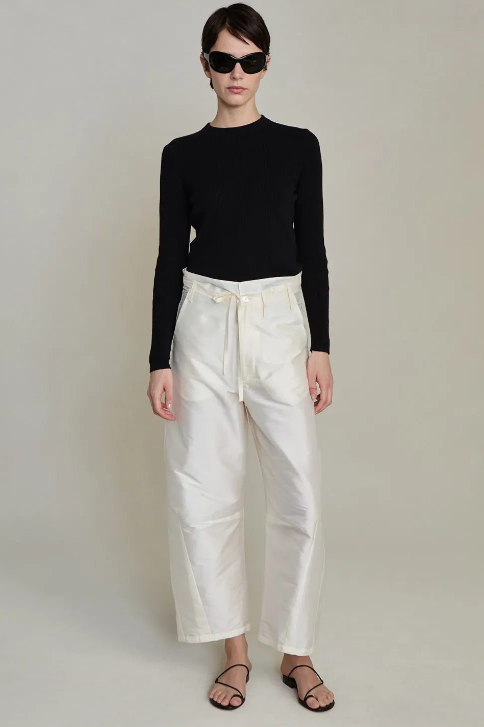 Techno Taffeta Barrel Pant Pearl