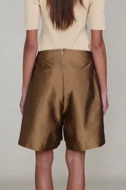 Techno Taffeta Long Shorts Bronze