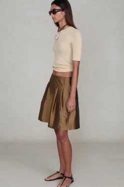 Techno Taffeta Long Shorts Bronze